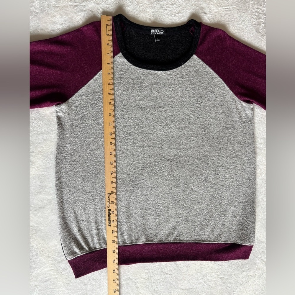Buffalo David Bitton Sweater Pullover Gray Black Burgundy Crewneck Preppy Size L - Picture 5 of 10
